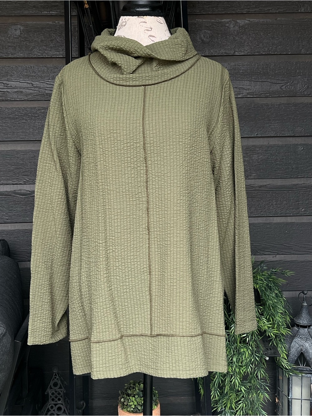 Toofan Lagenlook Cowl Neck Textured Crinkle Top Size L